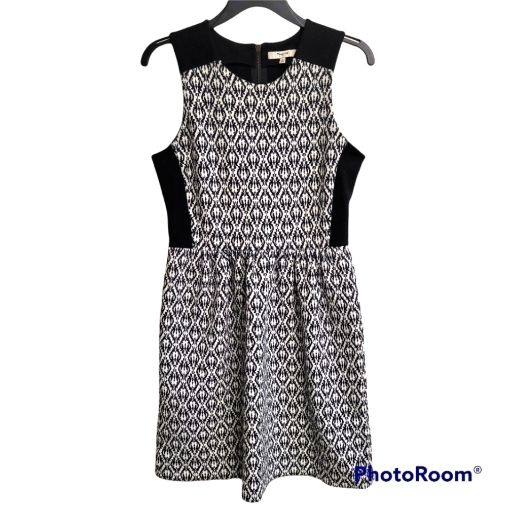 Madewell Black & White Diamond Jacquard Print Sleeveless Colorblock Mini Dress S